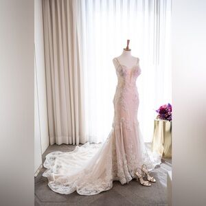 Viero Bridal - Romantic Lace Wedding Dress in Blush